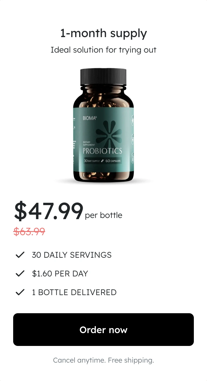25% Discount for one month Bioma Probiotics package